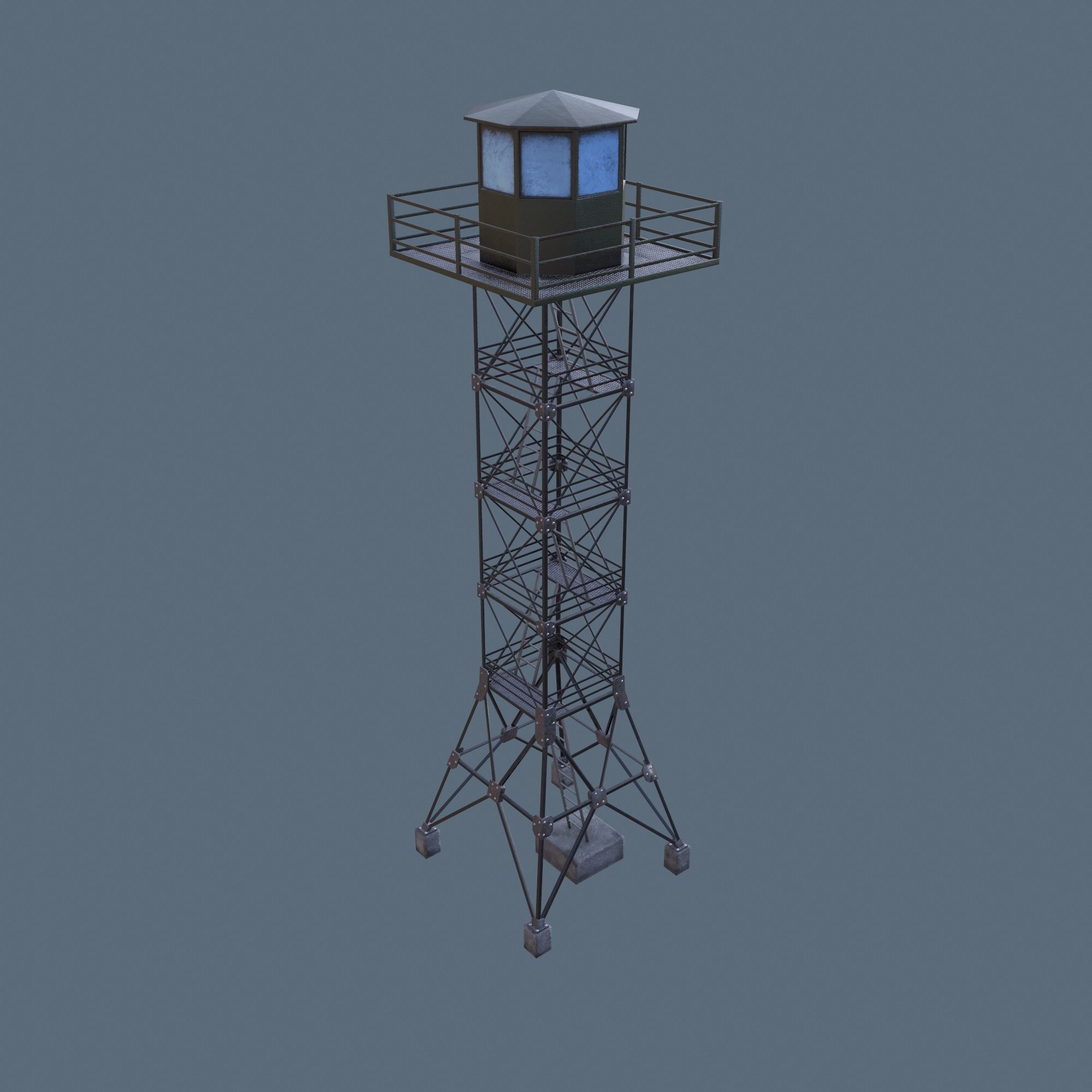 Border Tower Low Poly Low-poly 3D model_4