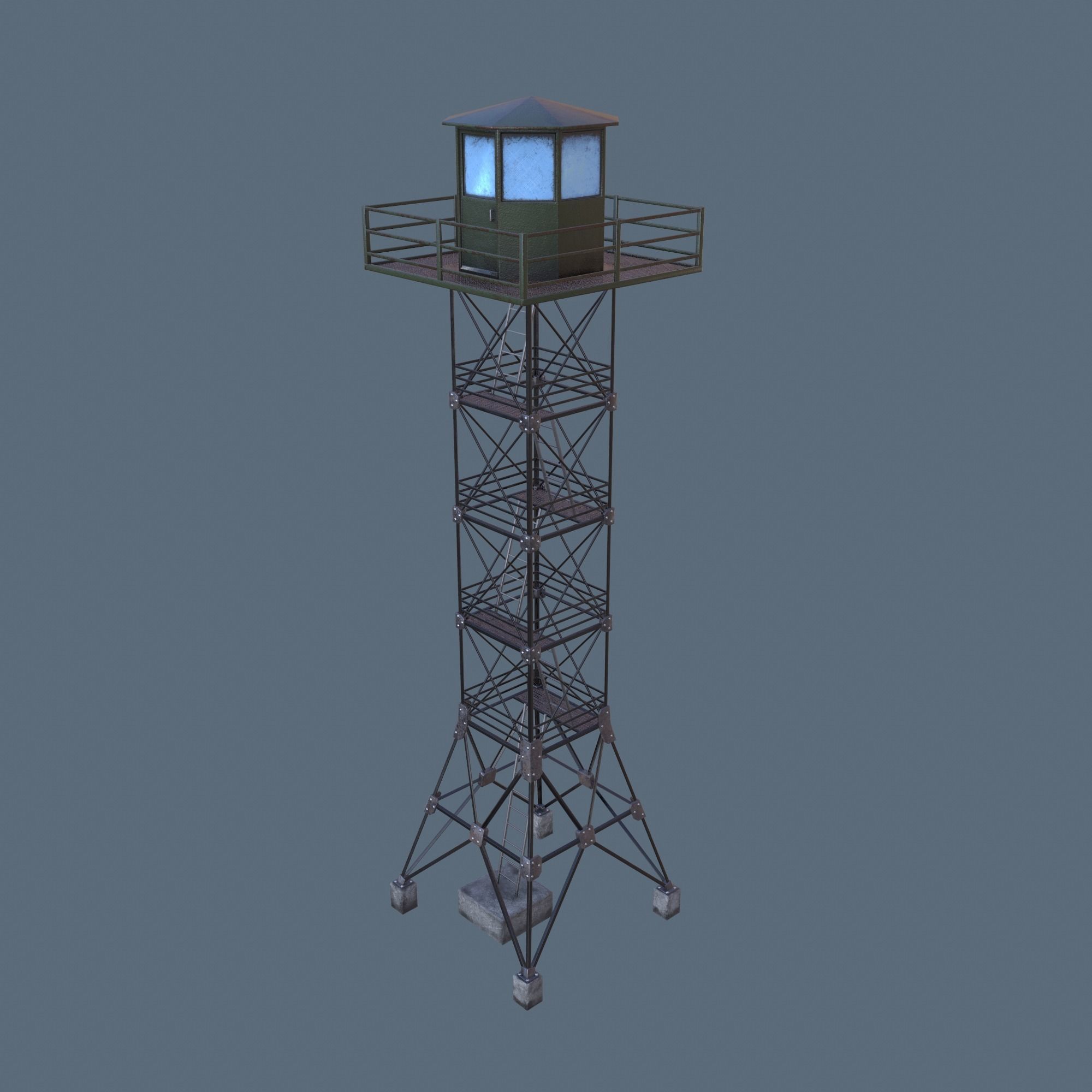 Border Tower Low Poly Low-poly 3D model_1