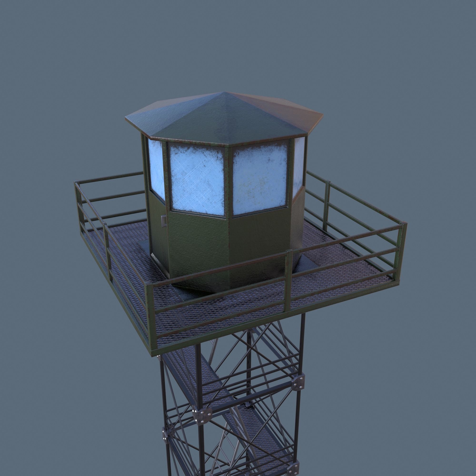 Border Tower Low Poly Low-poly 3D model_10