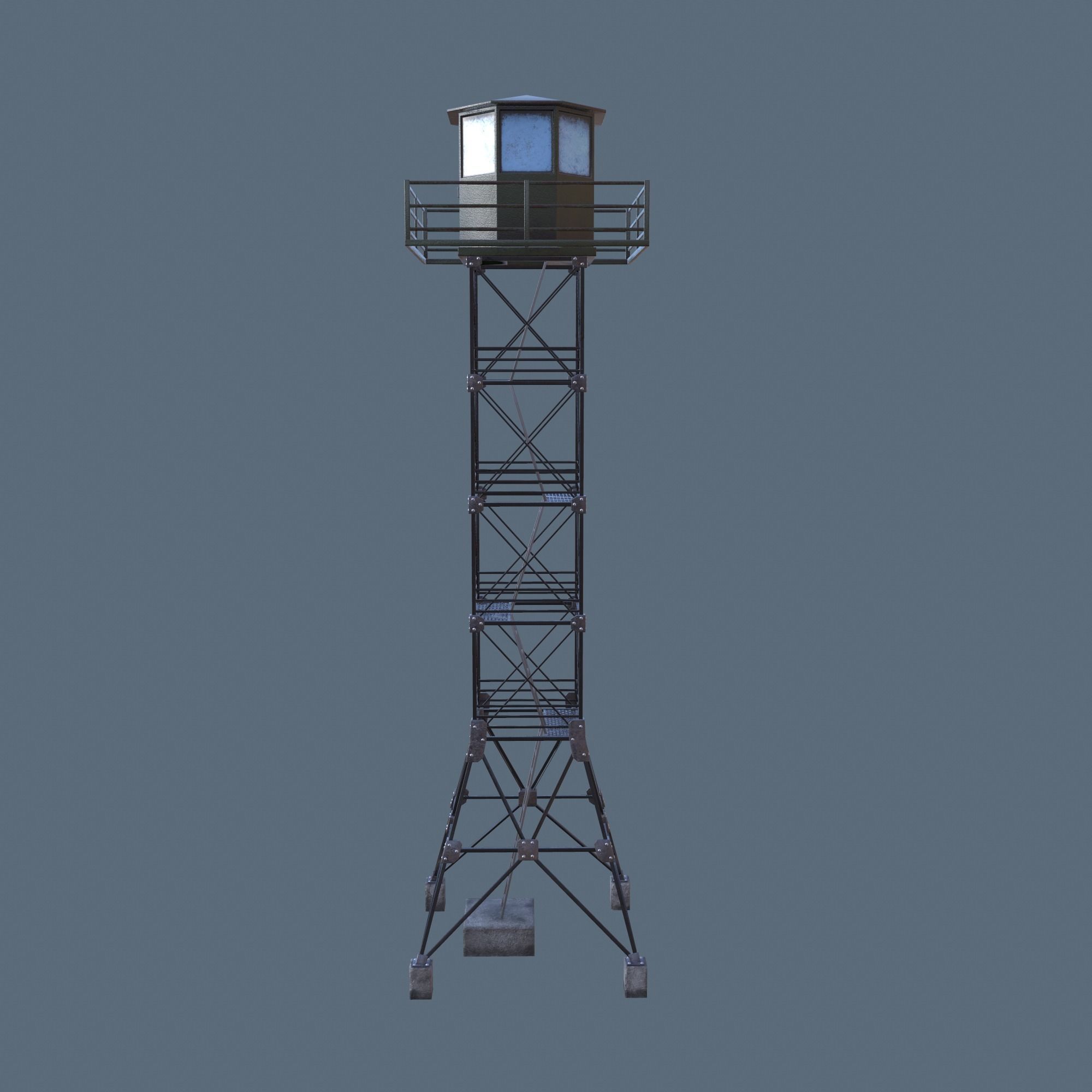 Border Tower Low Poly Low-poly 3D model_2