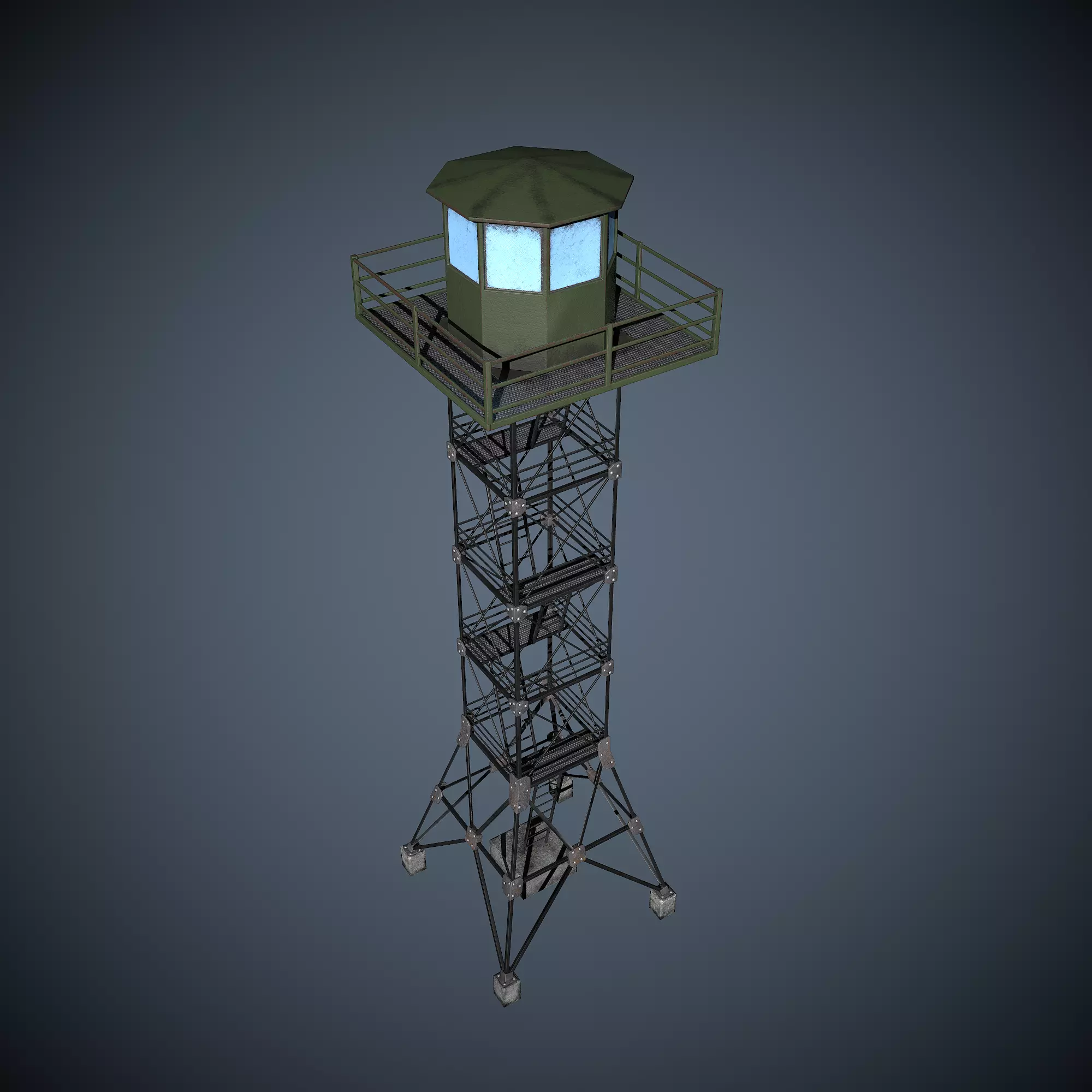 Border Tower Low Poly Low-poly 3D model_0