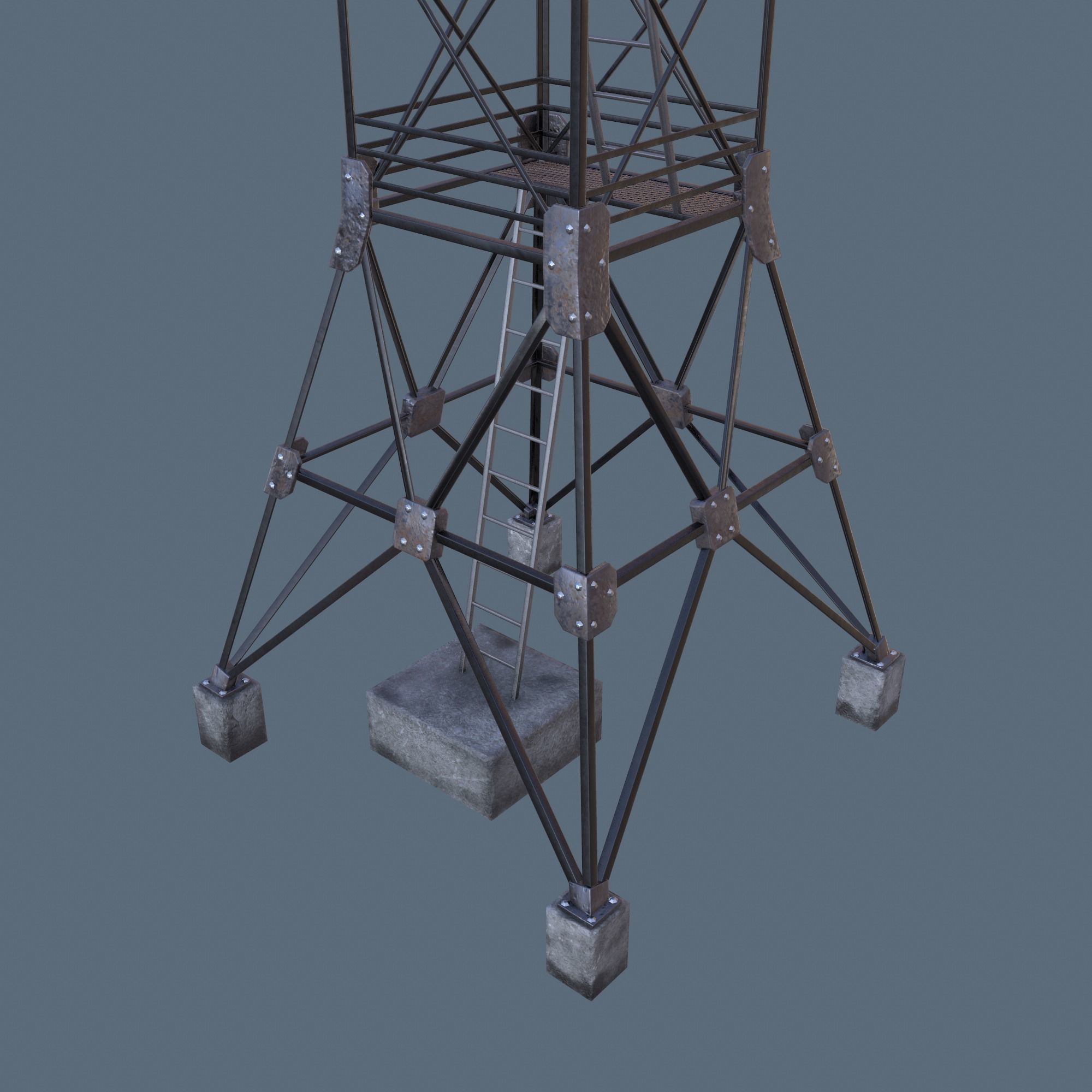 Border Tower Low Poly Low-poly 3D model_5