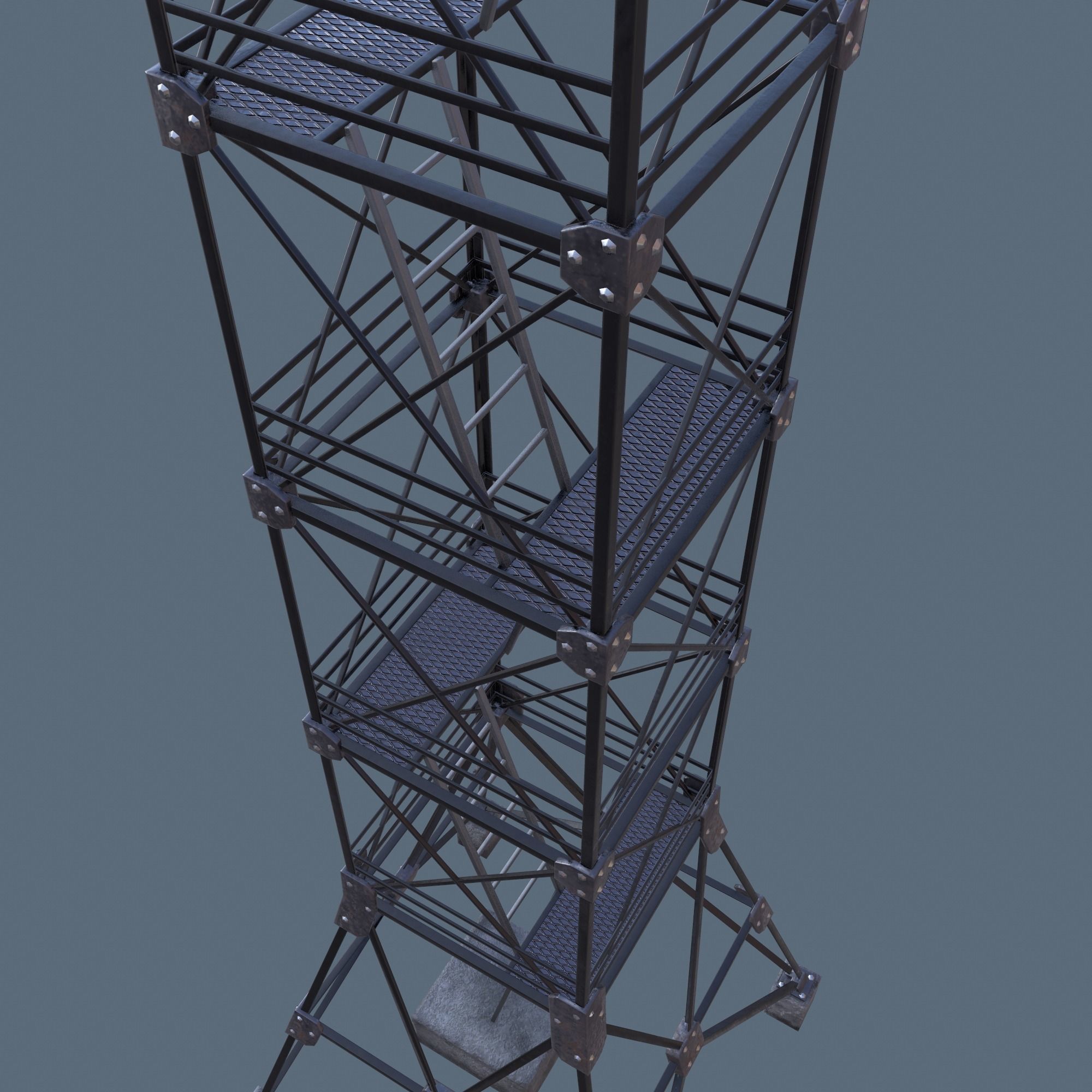 Border Tower Low Poly Low-poly 3D model_11