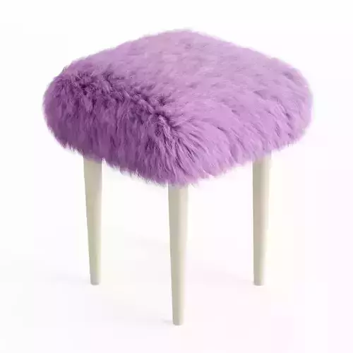 Midcentury Stool Sheepskin Fur