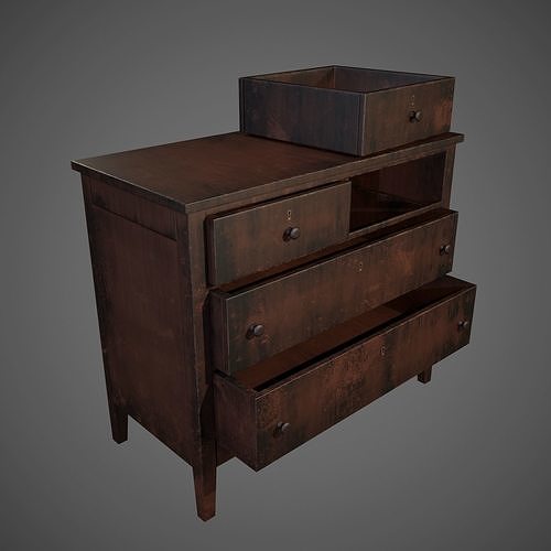 Vintage Drawer chest Low-poly 3D model