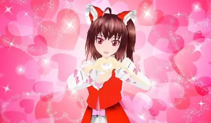 3DMODEL MICOMUSUME girl dressed with hearts