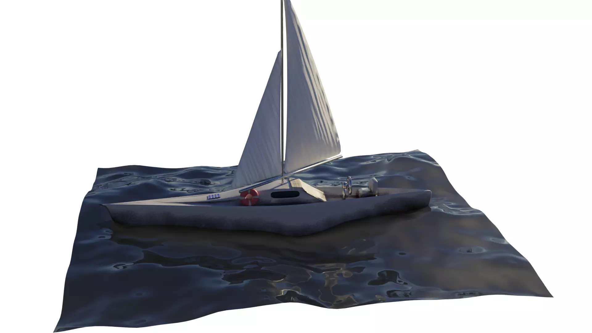 Sailboat floating in ocean Free 3D model