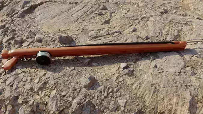 Speargun for spearfishing wood 3D model Low-poly  Low-poly 3D model