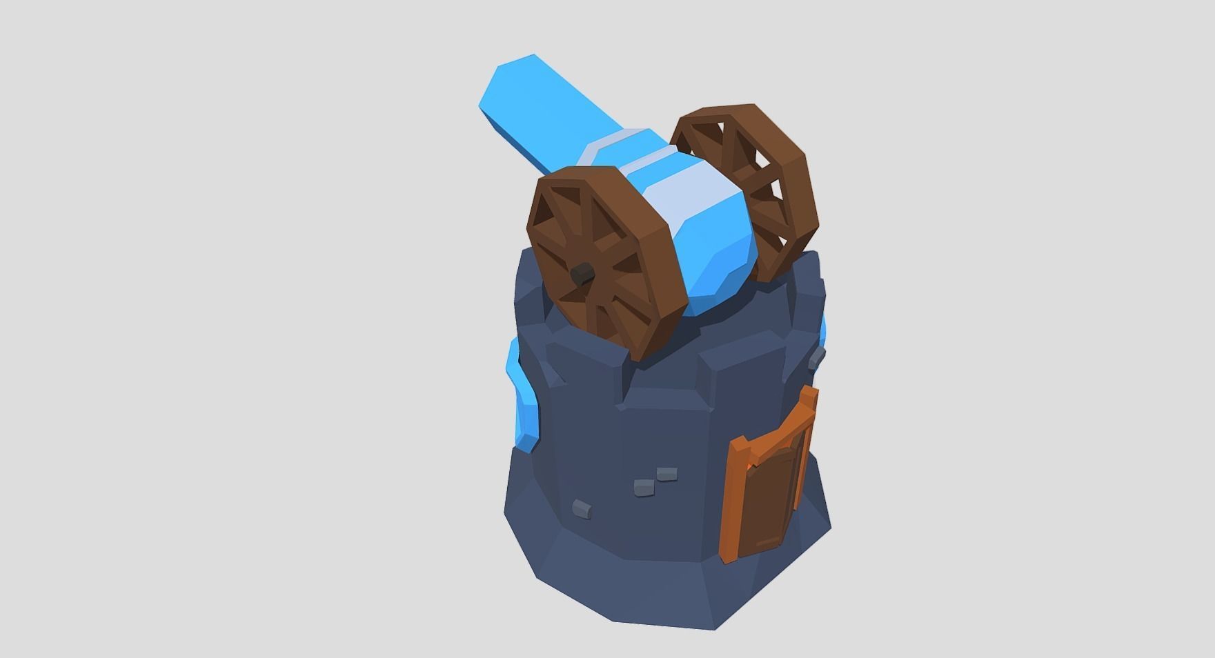 Strategy game tower cannon Low-poly 3D model_4