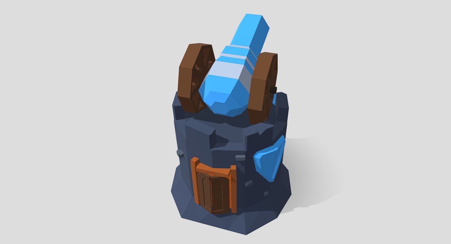 Strategy game tower cannon Low-poly 3D model_3