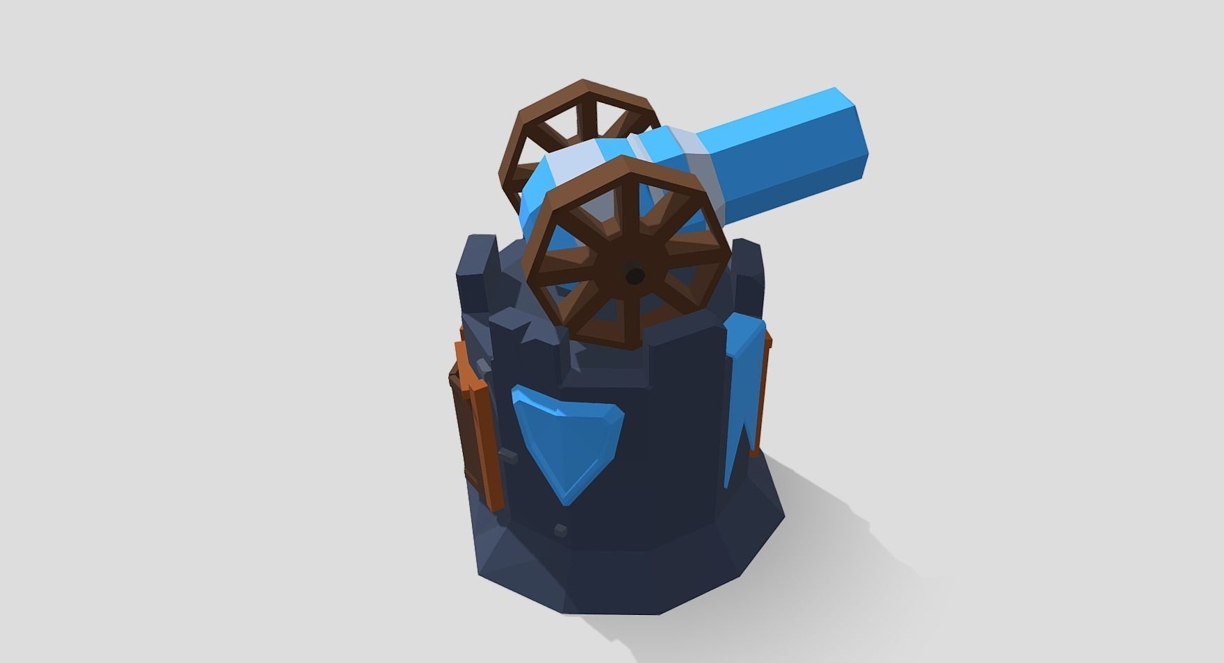 Strategy game tower cannon Low-poly 3D model_2