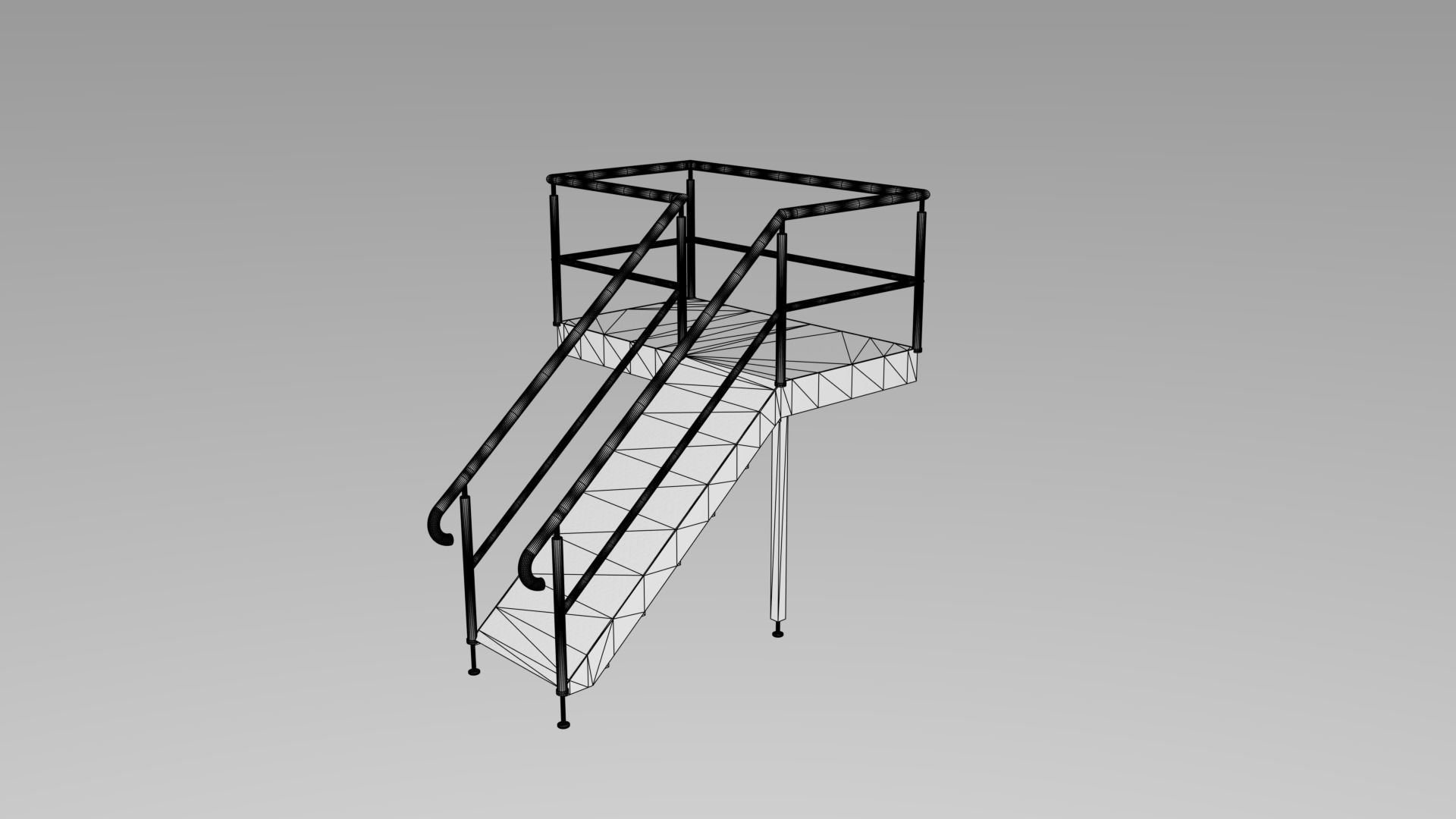 Catwalk metal ladder 3D model_4