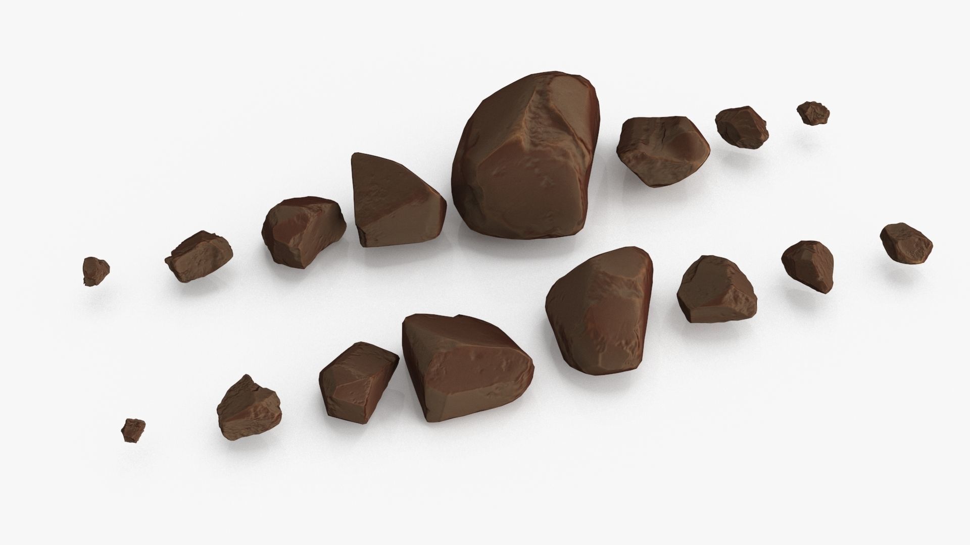 chocolate pieces Low-poly 3D model_2