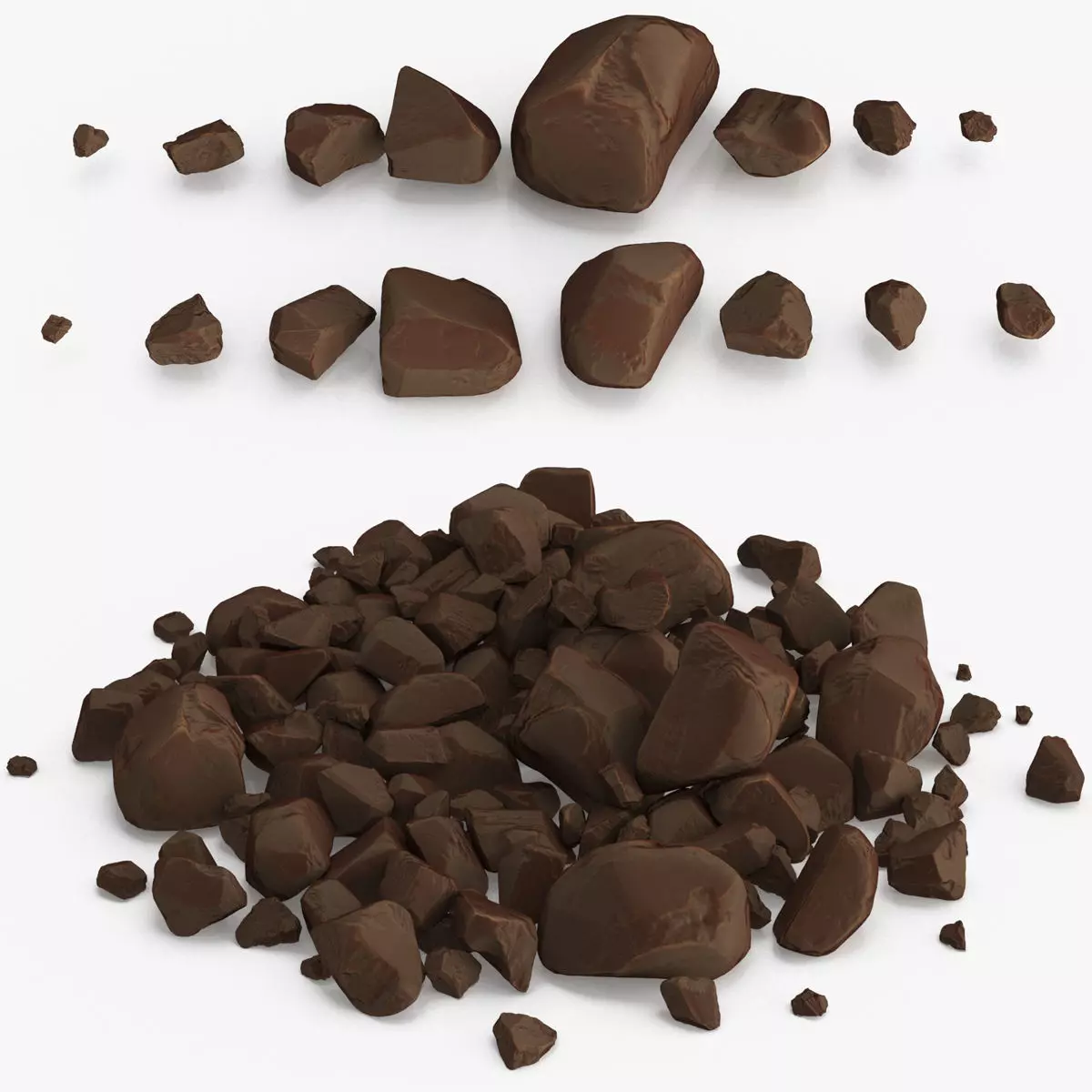 chocolate pieces Low-poly 3D model_0
