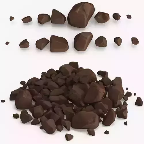 chocolate pieces Low-poly 3D model
