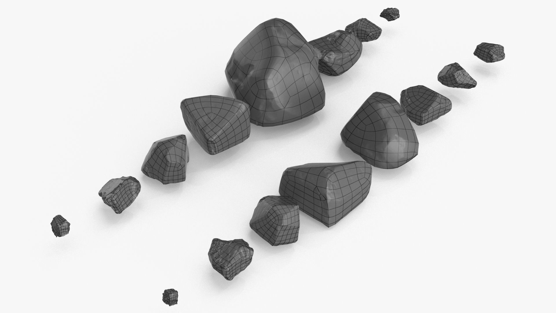 chocolate pieces Low-poly 3D model_16