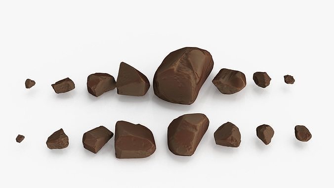 chocolate pieces Low-poly 3D model 3