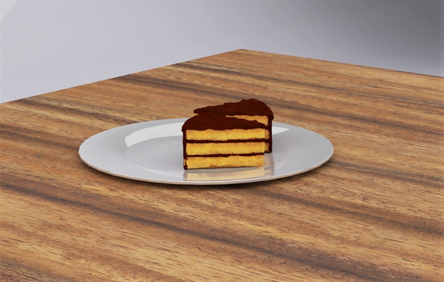 Chocolate Cake Slice 3D model_1