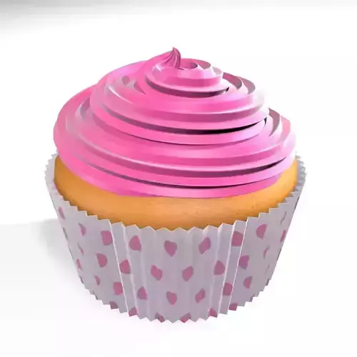 3D Pink Cupcake cup cake 3D Model 