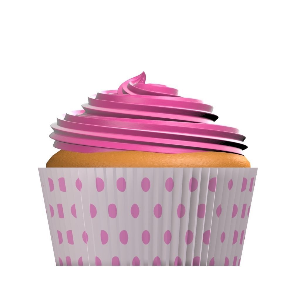 3D Pink Cupcake cup cake 3D Model 3D model_2