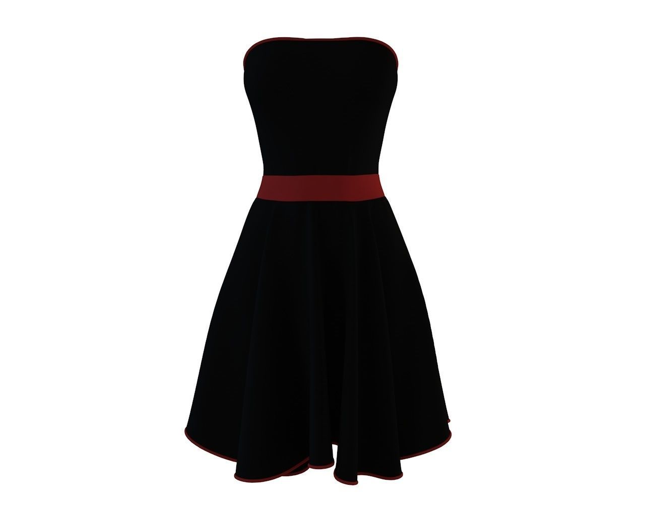 Stylish Designer Women Strappless Sheath Dress 3D model 3D model_2