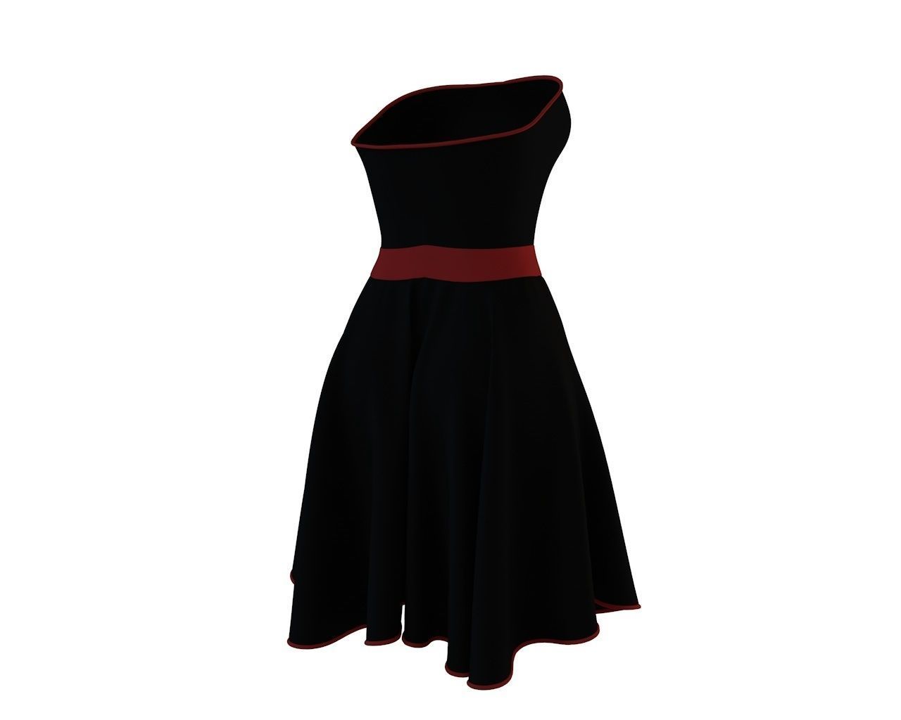 Stylish Designer Women Strappless Sheath Dress 3D model 3D model_7