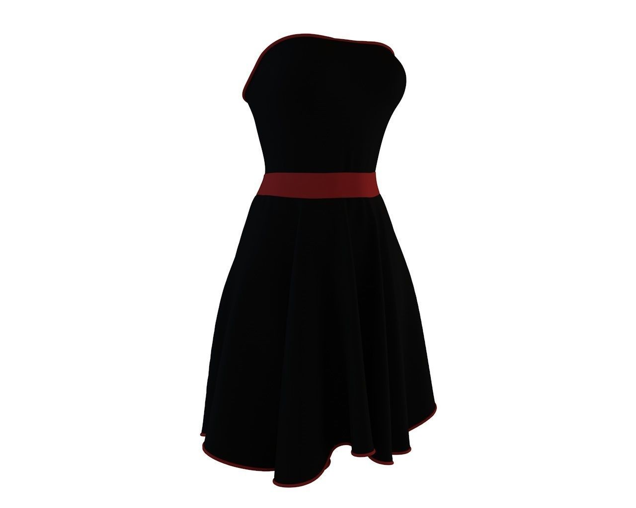 Stylish Designer Women Strappless Sheath Dress 3D model 3D model_3