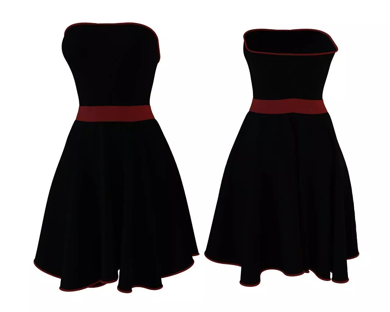 Stylish Designer Women Strappless Sheath Dress 3D model 3D model_0