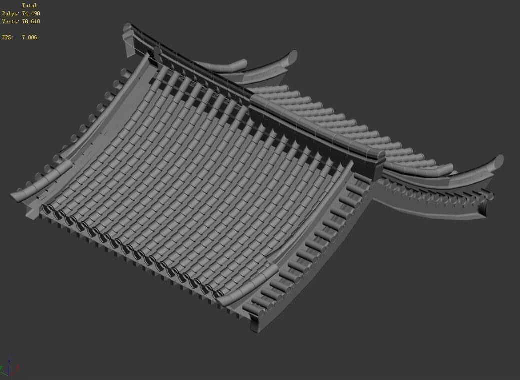 Tang Building - Decoration - Roof 08 3D model_3