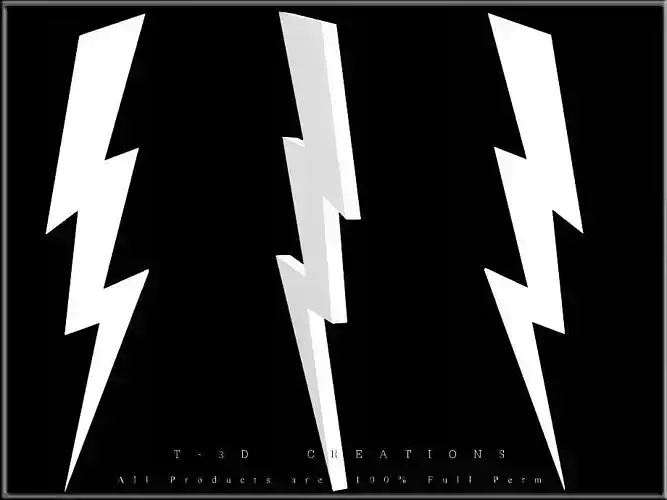 Lightning three bolts 3D model