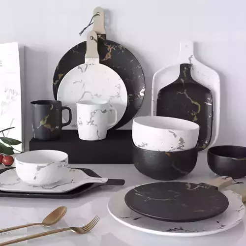 Gold Marble Glaze Ceramic Plates