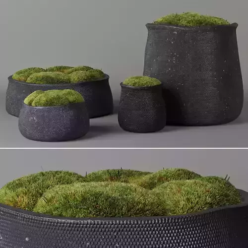 Rh crosshatch concrete vases