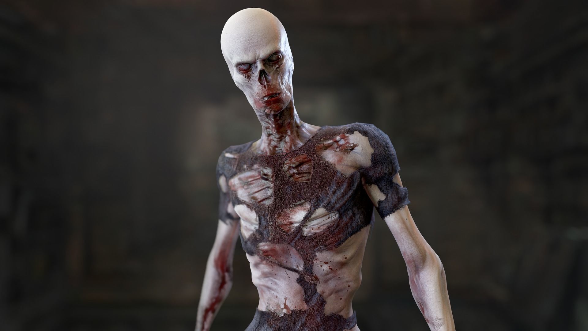 Zombie Man Low-poly 3D model_29