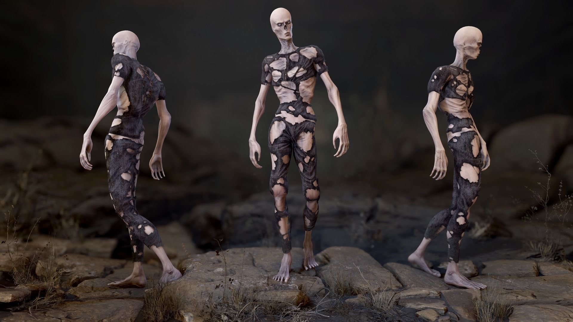 Zombie Man Low-poly 3D model_7