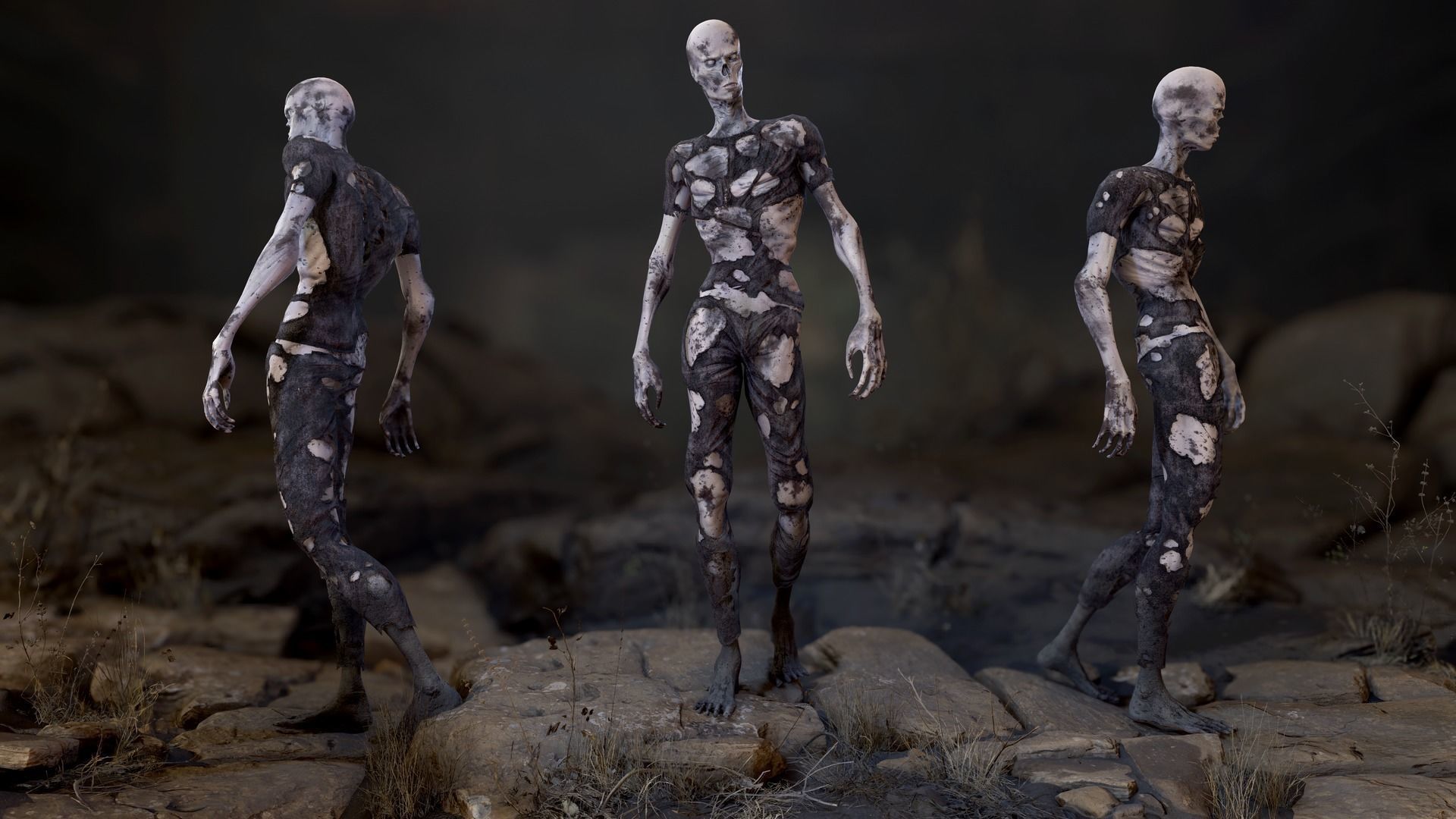 Zombie Man Low-poly 3D model_4