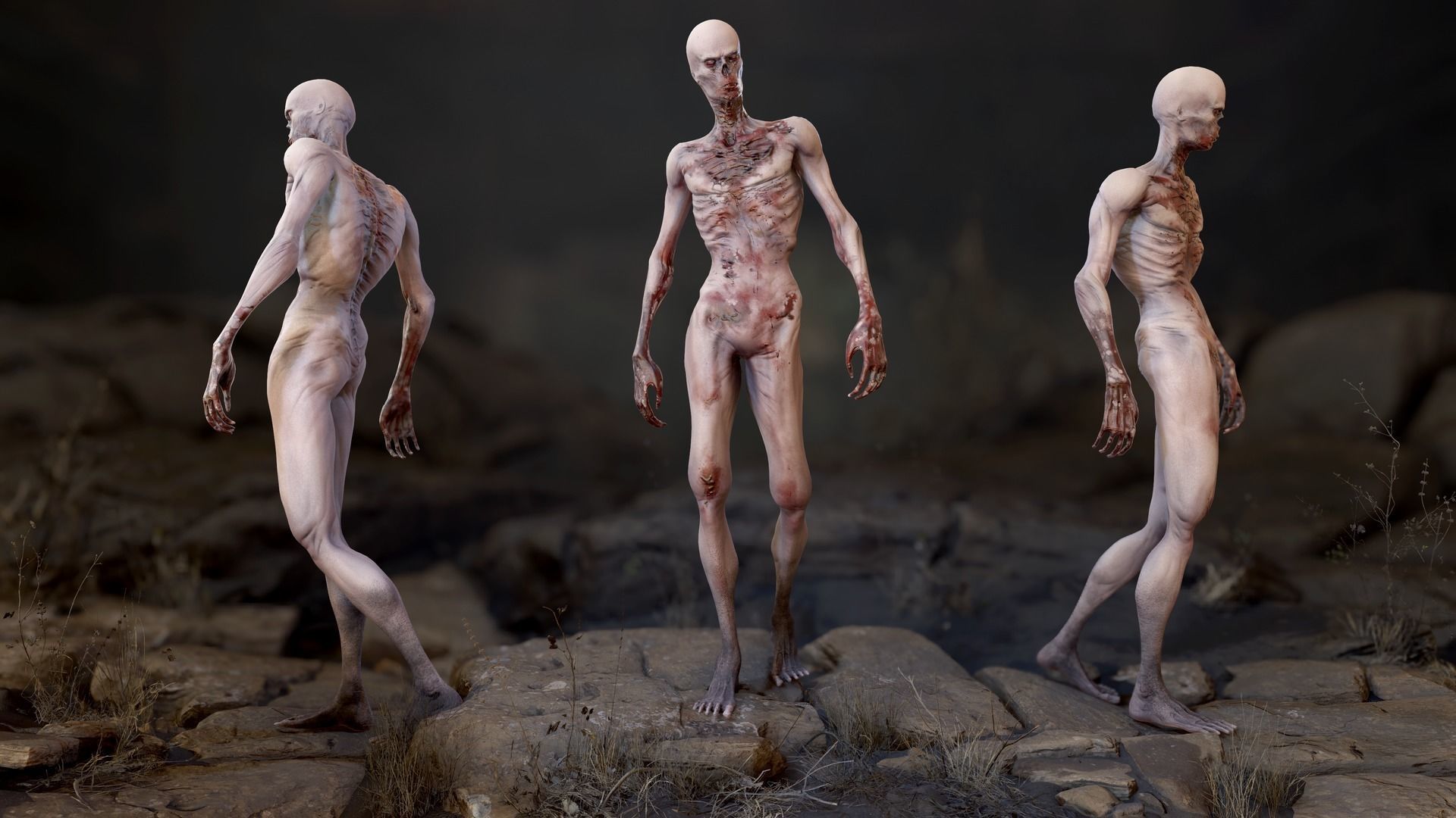 Zombie Man Low-poly 3D model_19