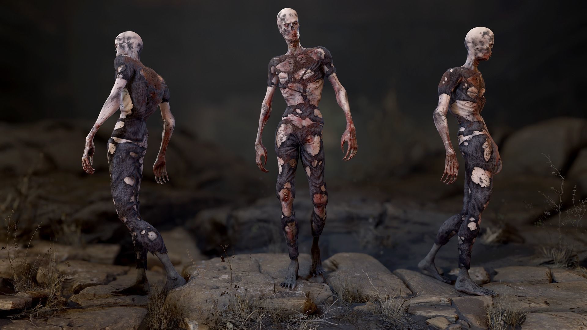 Zombie Man Low-poly 3D model_10