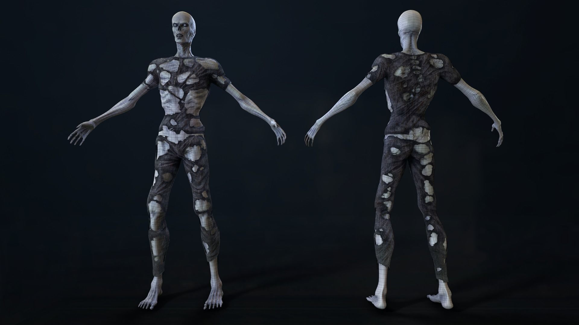 Zombie Man Low-poly 3D model_35