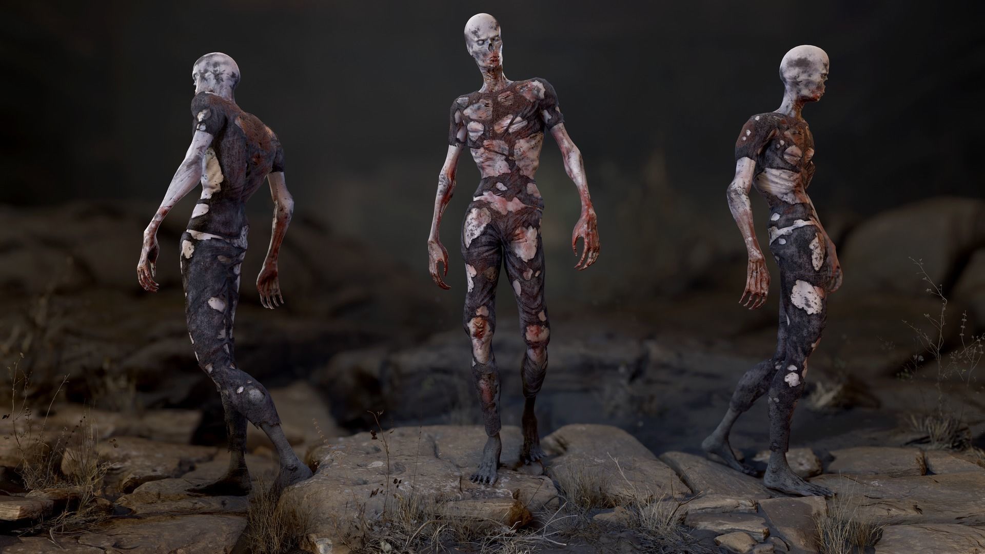 Zombie Man Low-poly 3D model_6