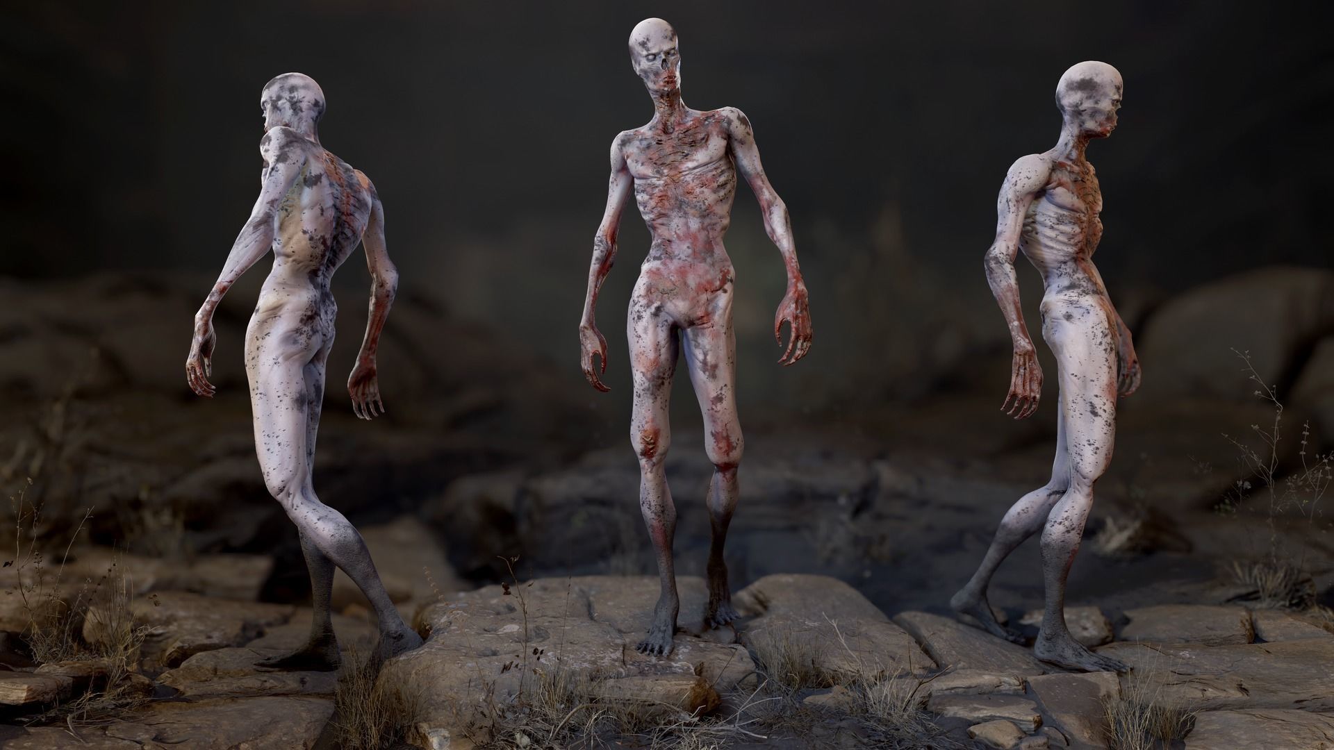 Zombie Man Low-poly 3D model_16