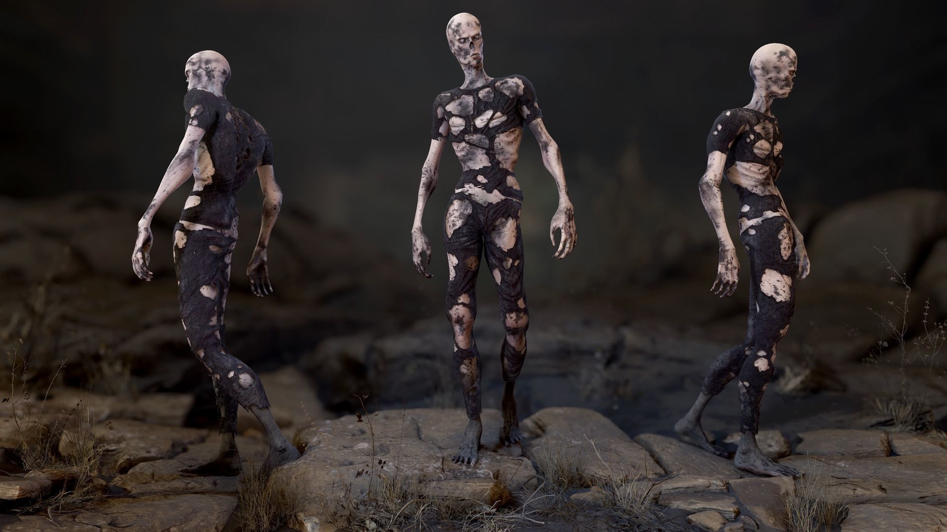 Zombie Man Low-poly 3D model_8
