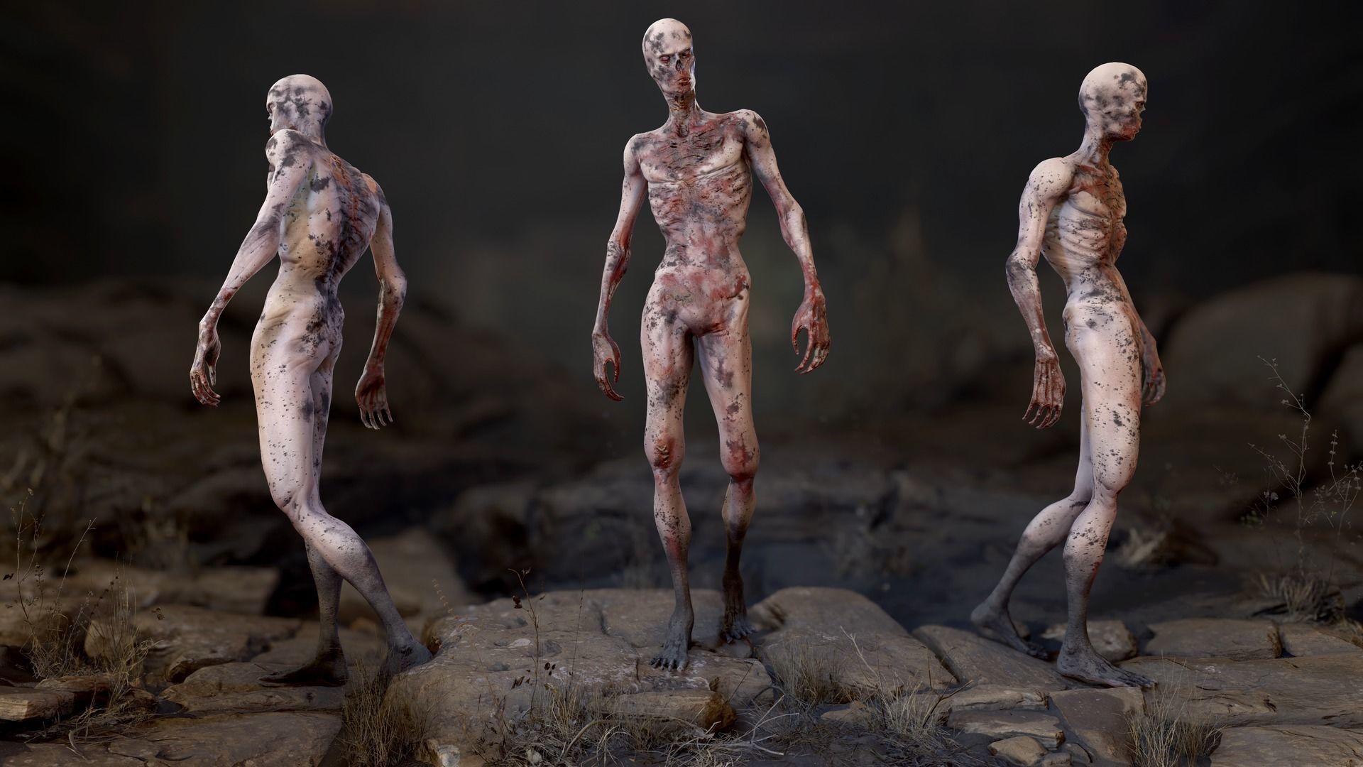 Zombie Man Low-poly 3D model_20