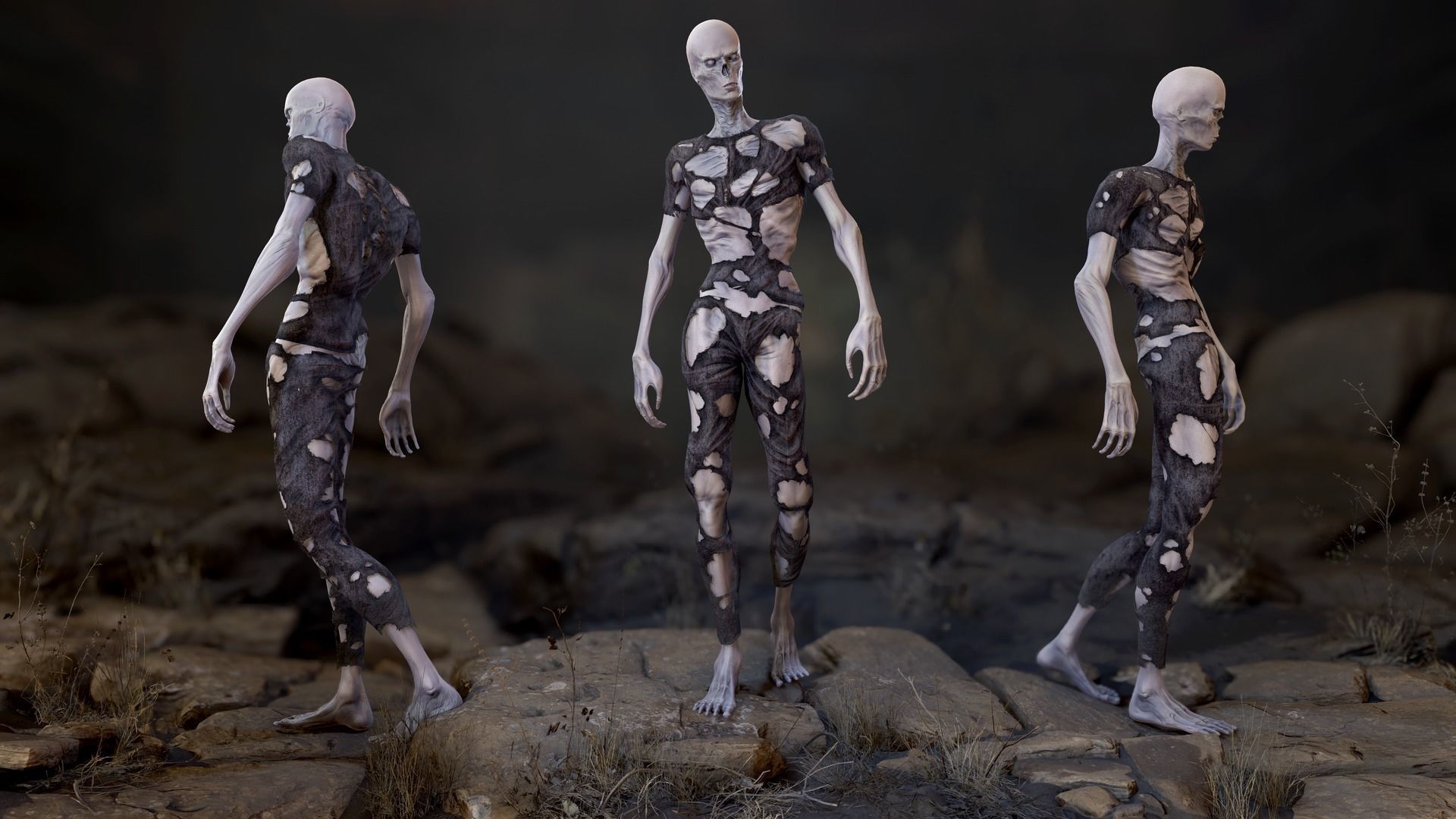 Zombie Man Low-poly 3D model_3