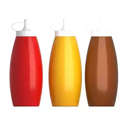 Sauce Bottles Ketchup Mustard Barbeque BBQ model