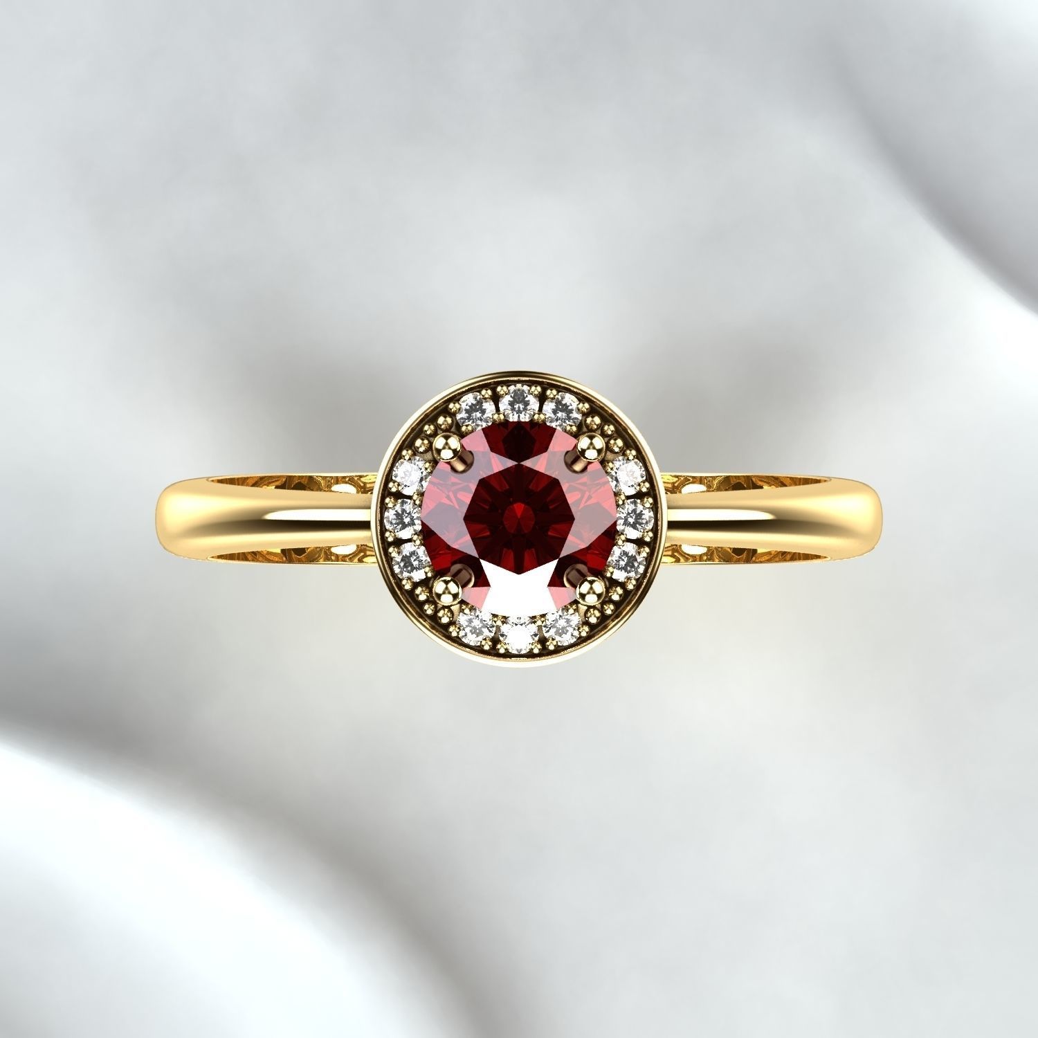 Ruby Gold Ring 3D print model_5