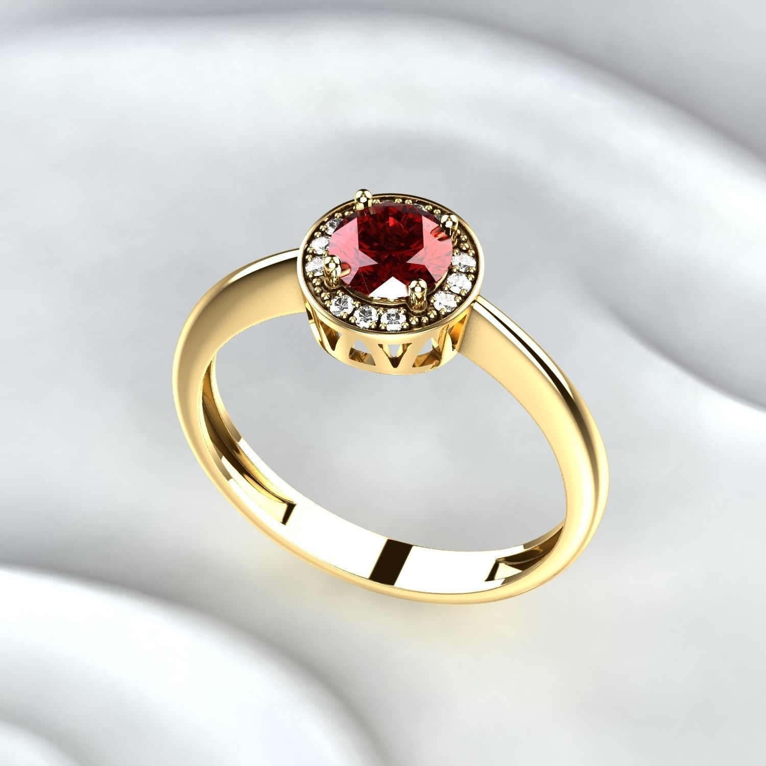 Ruby Gold Ring 3D print model_1