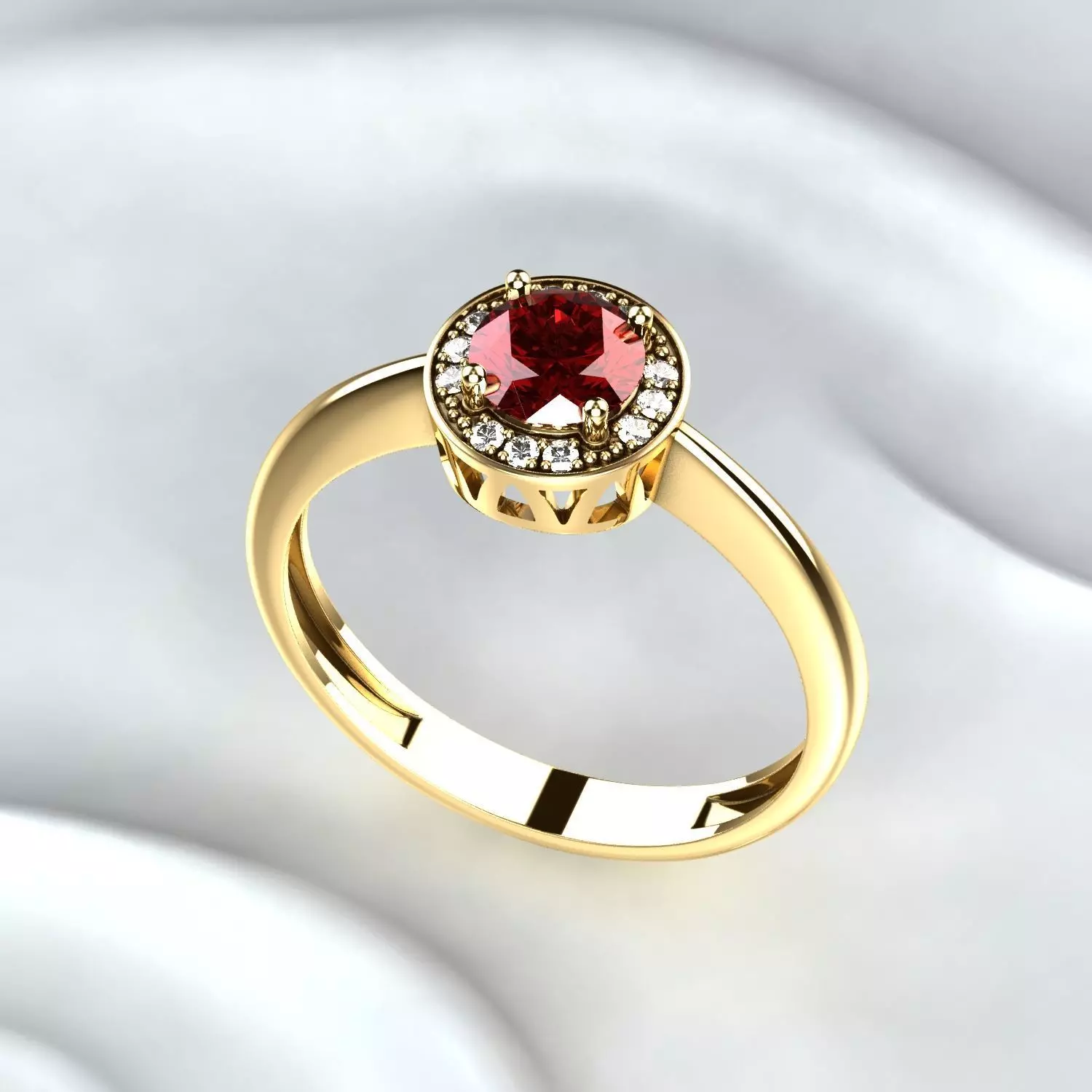 Ruby Gold Ring 3D print model_0