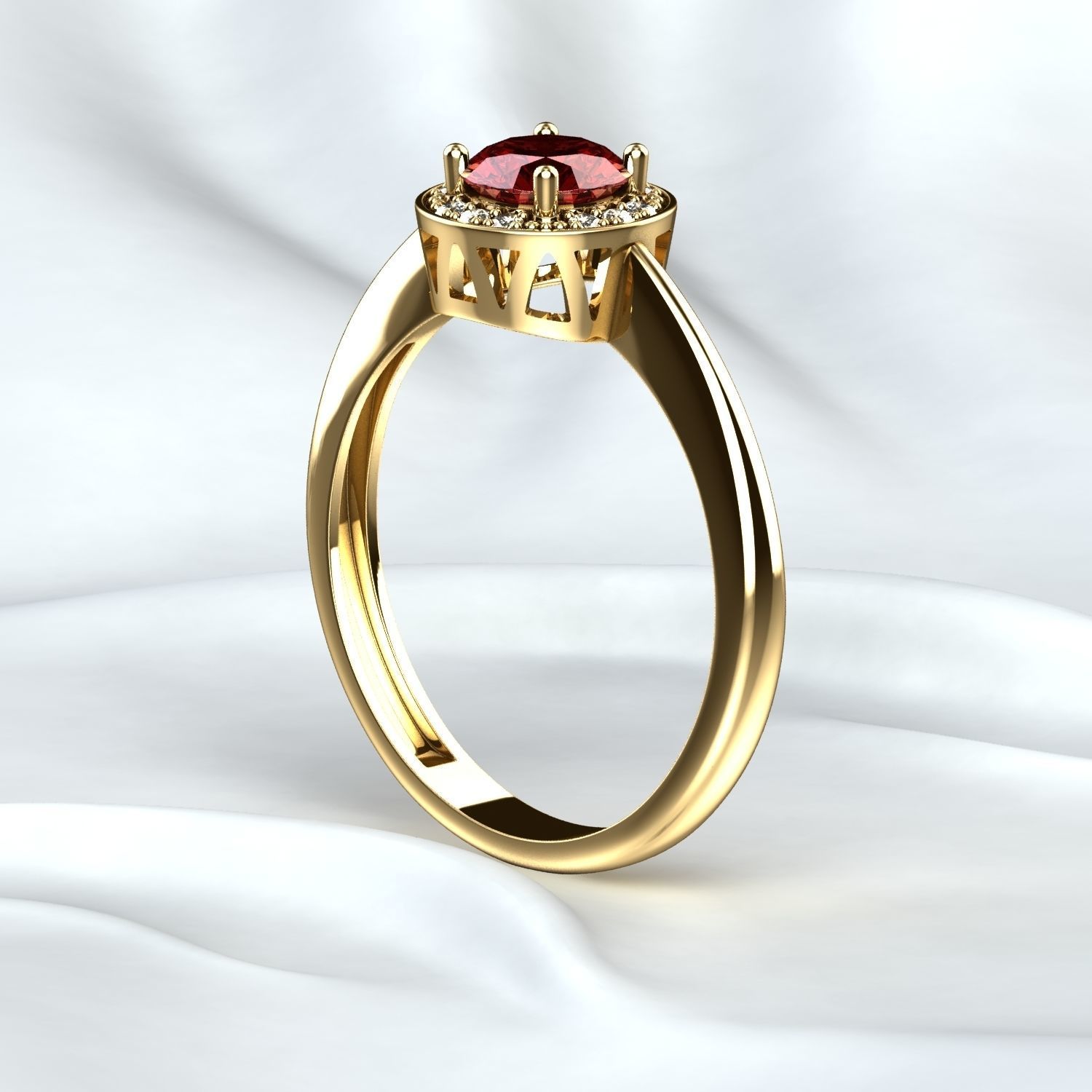 Ruby Gold Ring 3D print model_7