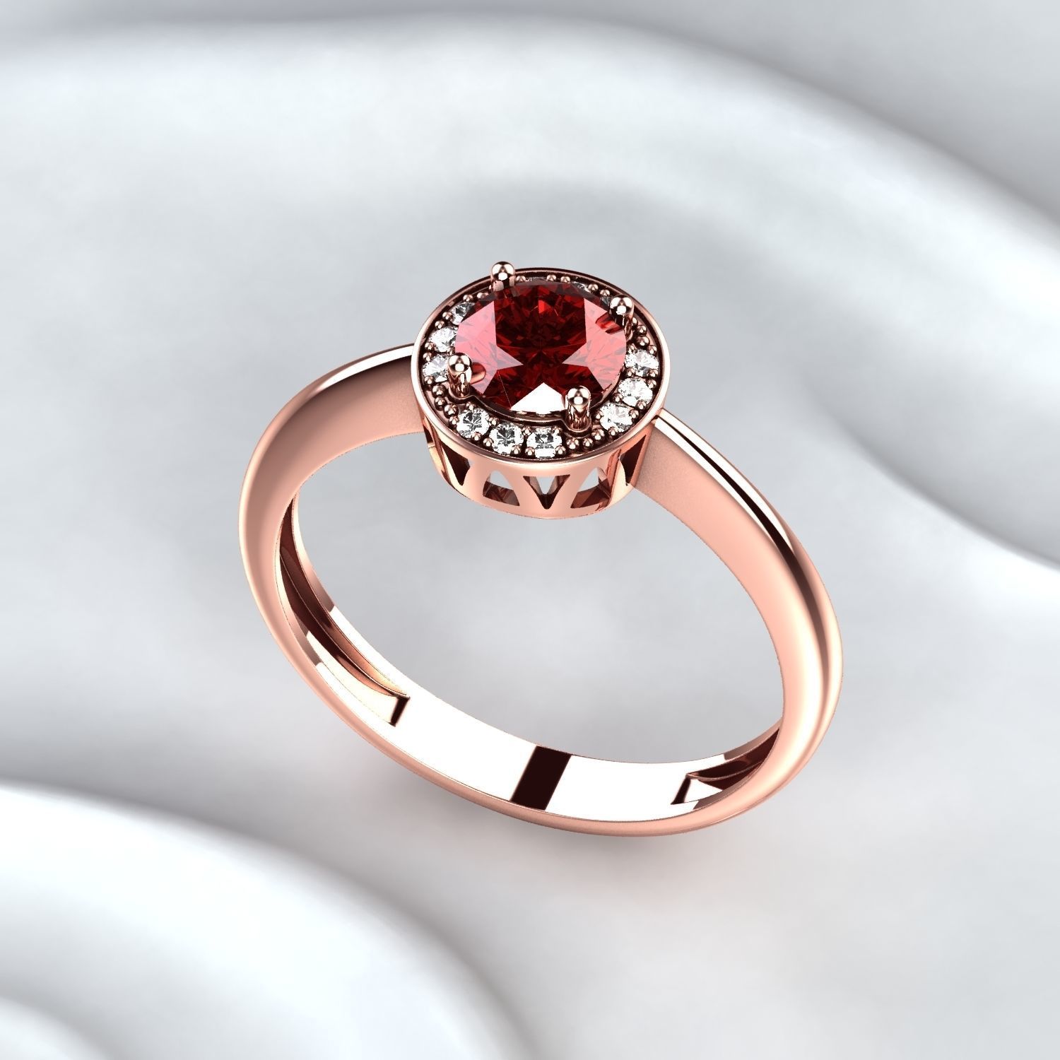 Ruby Gold Ring 3D print model_2