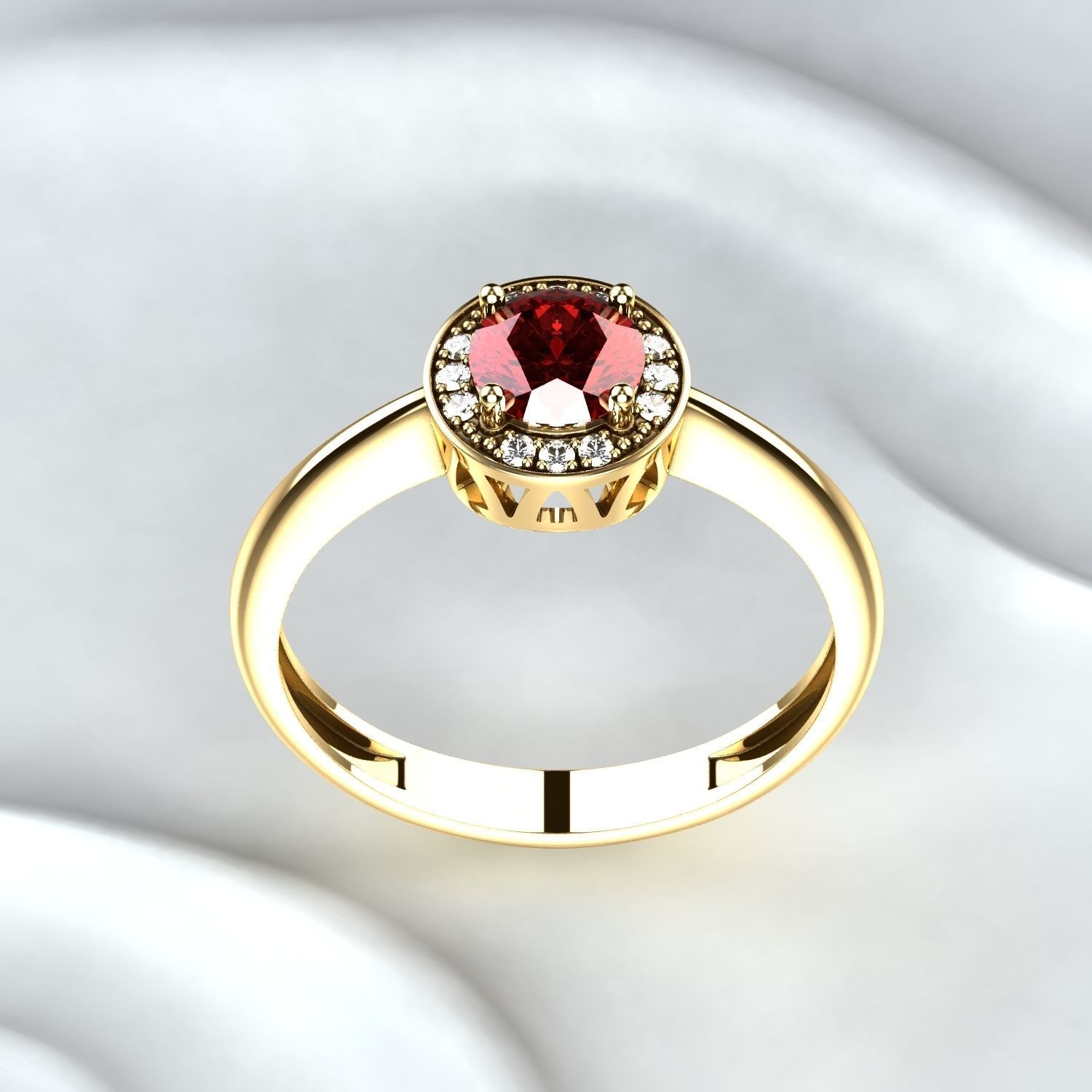 Ruby Gold Ring 3D print model_4